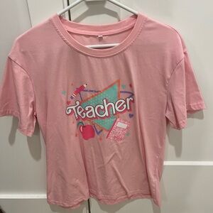 Pink Teacher Graphic T-Shirt